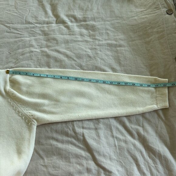 Vintage Cream Button-Up Cardigan Sweater With Pockets L/XL 100% Acrylic - Picture 9 of 10